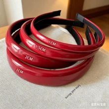 新款红色和酒红色皮革发带，宽度可选1-3厘米，简约优雅百搭，适合女性日常佩戴 - 紅色 - 查看 2