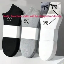 6/10 Pairs Women & Unisex Bow Tie Short Socks - Breathable Comfortable Invisible Pressure Socks Suitable For Thick Thighs & Loose Ankles, Classic Solid Color - Multicolor - View 7