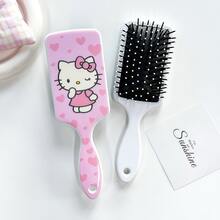 Hasbro Bàn chải tóc massage êm ái, không gây hư tổn, thiết kế hình mèo hoạt hình, giúp gỡ rối, bàn chải tạo kiểu cầm tay, dùng hàng ngày, quà tặng cho bạn gái, 23x7cm, nhựa ABS, kiểu dáng hoạt hình dễ thương - họa tiết mèo/báo/trái tim, màu hồng - Phong cách ngẫu nhiên - Xem 6