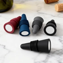 2pcs Soft Silicone Wine Bottle Stopper With Handle, Wine & Champagne Bottle Sealer Preserver - Multicolor - View 5