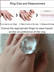 1pc Transparent Fairy Rhinestone Inlaid Resin Ring, Unique Party Gift, Suitable For Summer Beach, Vacation, Casual, Gothic - Multicolor - View 4