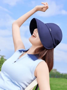CAMEL CROWN Sunscreen Baseball Cap Summer UV Protection Wide-Brimmed Fisherman's Hat Sun Hat Outdoor Sunshade Hat. - Dark Blue - View 2
