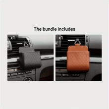 1pc Air Conditioner Vent Storage Bag, Car Organizer Box, Automotive Accessories, Leather Multi-Function Organizer Box With Phone Holder For Car Vent - A - View 8