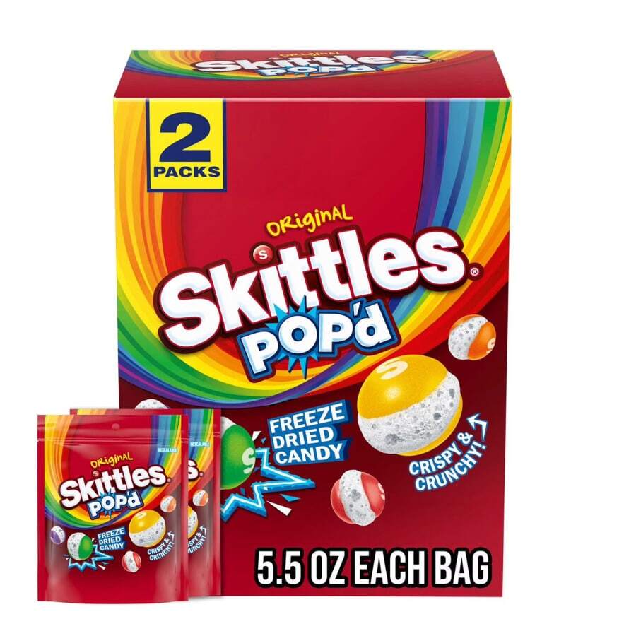 Skittles Pop'd Originals Freeze Dried Candy 5.5oz 2 Pack – Crunchy Fruity Resealable Treats - 5ml - View 1