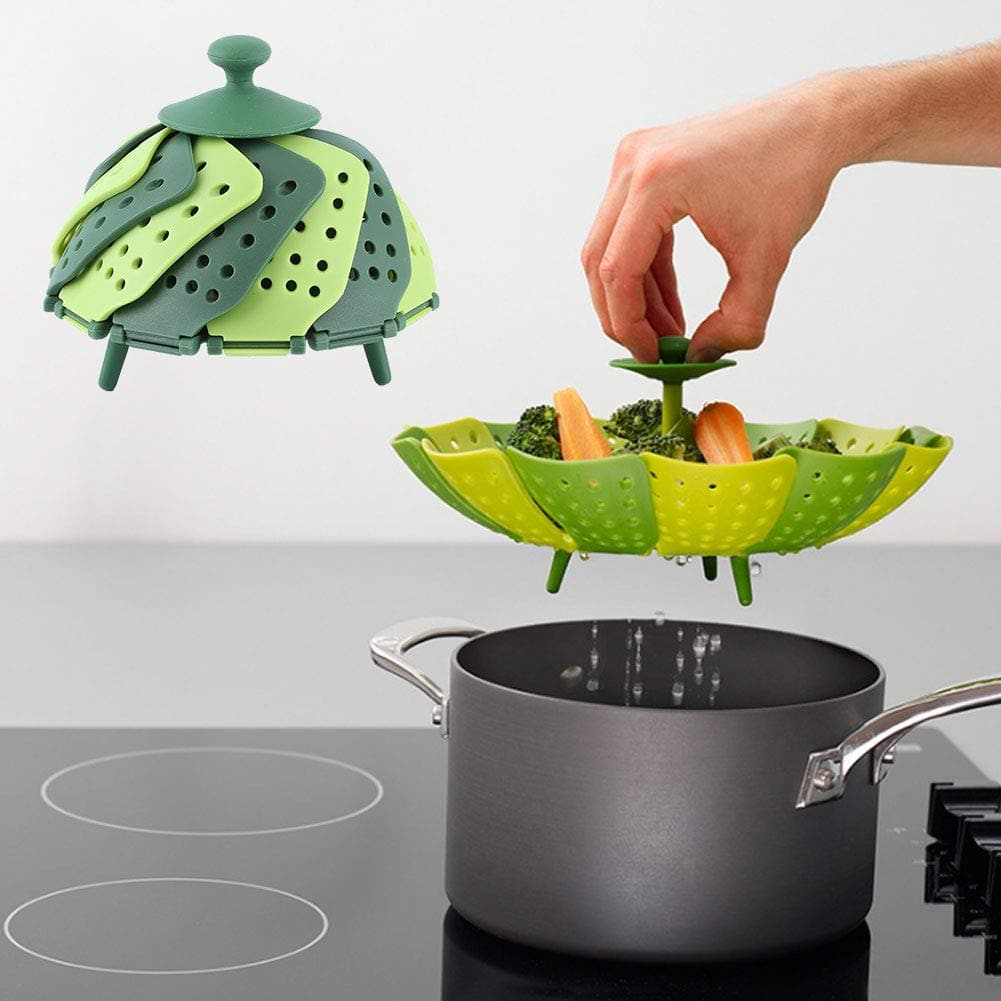1pc Double-Layer Steamer Set, Heat-Resistant Folding Steamer Rack With Central Handle, Suitable For Steaming Fruits, Vegetables And Other Ingredients In The Kitchen - View 1