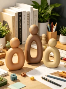 Modern Minimalist Abstract Three-Member Family Sculpture, Showcasing Harmonious And Warm Family. Elegant Shape, Soft Color Tone, Abstract And Vivid, Full Of Love And Warmth. Adds Beauty To Your Home. Best Gift For Birthday, Graduation - Multiple Styles - View 8
