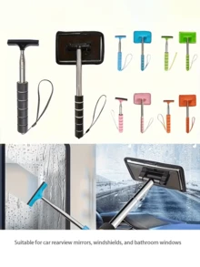 Portable Rearview Mirror Wipers, Manual Car Window And Rearview Mirror Cleaners - Retractable Windshield Wipers, Windshield Cleaning Tools, Car Glass Cleaner, Manual Wipers, Car Cleaning Supplies - Universal - View 8