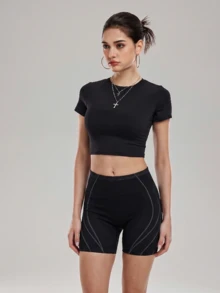 ZULIZ High Waist Slimming Shorts, Invisible Lifting Tight Shorts, Curve Design Cycling Shorts (For Women), Women's Boyshort Panties, Waist Slimming Belt, Plus Size Curve Design Shorts, Tight Shorts, Pickleball Shorts Set For Women - Black - View 6