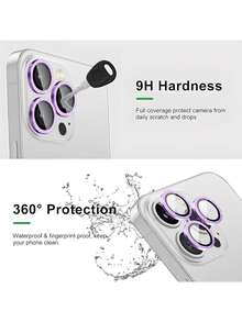 XINHONGYU Bộ 3 miếng dán bảo vệ ống kính camera tương thích với iPhone 17/17 Pro/17 Pro Max/17 Air/16/16e/11/12/13/14/15/15 Pro/Pro Max/Plus/Mini, kính cường lực 9H, thời trang và bền bỉ, chống trầy xước. - Màu tím - Xem 3