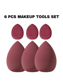 41 piezas Juego de herramientas de maquillaje todo en uno con 25 piezas de brochas de maquillaje, esponjas de maquillaje, polveras triangulares, polveras de cojín y limpiador de brochas, kit completo de belleza cosmética para maquillaje de rostro y ojos - Burdeos - Ver 12