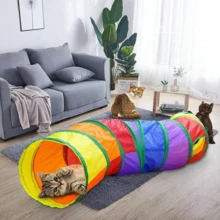 Multifunction Rainbow Foldable & Portable Pet Tunnel Toy, Durable Cat Toy For Active Cats And Small Dogs, Cat Tunnel For Hide And Seek Game To Consume Energy, Includes Hanging Toys For Interactive Pet Entertainment, Gift Set - Multicolor - View 3