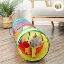 Multifunction Rainbow Foldable & Portable Pet Tunnel Toy, Durable Cat Toy For Active Cats And Small Dogs, Cat Tunnel For Hide And Seek Game To Consume Energy, Includes Hanging Toys For Interactive Pet Entertainment, Gift Set - Multicolor - View 9