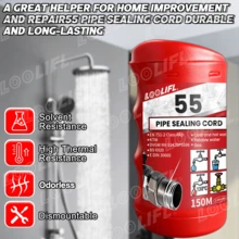 Dây bịt kín ống ren L55 mới, thích hợp để nối các ống dẫn khí, ống dẫn nhiệt, ống dẫn nước nóng lạnh, van tam giác vòi nước, ống nước phòng tắm và nhà bếp để ngăn ngừa rò rỉ, bịt kín và chống rò rỉ nhiều loại ống ren kim loại, băng ống có thể điều chỉnh. - Dây thừng ma thuật 55cm - 150 mét - Xem 4