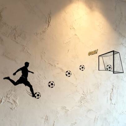 Customizable Football Wall Stickers, DIY Soccer Silhouette Decals, Home Decor Stickers That Can Be Pasted On Doors, Windows, Bedrooms, Offices, Refrigerators, Cafes, Stairs, Walls, Durable, Creative Style, Suitable For Wallpaper, Living Room, Bedroom, Football Party, World Cup, Sports Events, Football Accessories, Classroom Decor, Men's Room Decoration, Football Gifts, Men's Gifts