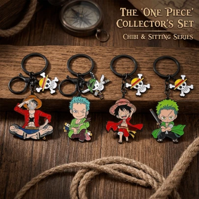 Móc khóa anime One Piece - Mặt dây chuyền hình nhân vật Luffy/Zoro, móc khóa kim loại tráng men cao cấp với khóa càng cua, lý tưởng cho chìa khóa, túi xách, ba lô, món quà hoàn hảo cho người hâm mộ One Piece.