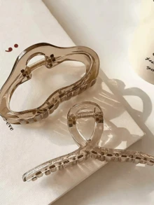 1/3 piezas Pinzas de pelo transparentes para mujeres, pasadores grandes antideslizantes, accesorios de pelo de estilo francés minimalista y transparente, adecuados para cabello grueso y fino, pinzas de playa de verano - Multicolor - Ver 2