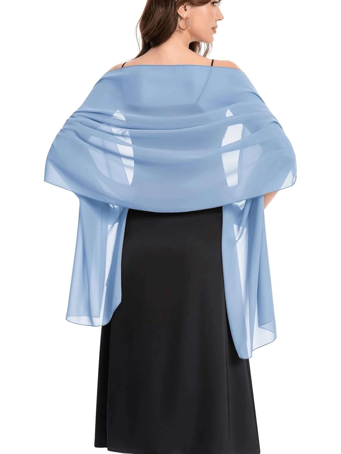Selendang Chiffon, Cocok untuk Pengantin, Pernikahan, Gaun Formal, dan Acara Khusus