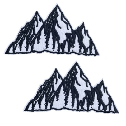 2 parches bordados con diseño de pico de montaña, aplicaciones de costura/termoadhesivas para expedición de escalada al aire libre, adecuados para decorar ropa, bolsos, sombreros