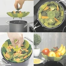 1pc Double-Layer Steamer Set, Heat-Resistant Folding Steamer Rack With Central Handle, Suitable For Steaming Fruits, Vegetables And Other Ingredients In The Kitchen - View 5