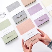 Personalized Linen Notebook Custom Name Initial Engraved Journal Gift Minimalist Elegant Fabric Cover Notebook Heat Transfer Printed Label Diary Planner Gift For Her Office School Use Aesthetic Neutral Color Notebook Birthday Gift Anniversary Gift Daily Writing Journal Custom Text Notebook - Cloth Notebook - View 3