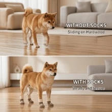 4 pièces Chaussettes anti-dérapantes pour chiens - Protecteurs de pattes en polyester durable, empêchent le léchage, conviennent aux chiens et chats d'intérieur/extérieur, chaussures de compagnie confortables, chaussures anti-dérapantes pour chats et chiens, utilisation intérieure toute saison, protecteurs de pattes pour chiens, accessoires respirants pour l'extérieur, portables pour les amateurs d'animaux de compagnie - Multicolore - Voir 6