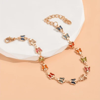 1pc Women's Minimalist Fashion Random Color Butterfly Chain Anklet