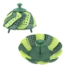 1pc Double-Layer Steamer Set, Heat-Resistant Folding Steamer Rack With Central Handle, Suitable For Steaming Fruits, Vegetables And Other Ingredients In The Kitchen - View 8