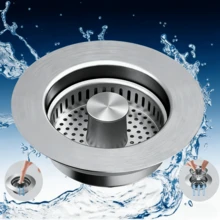 3 In 1 Kitchen Sink Drain Strainer And Stopper, 304 Stainless Steel Pop-Up Anti-Clogging Basket Strainer, Fast Drainage Kitchen Sink Plug For Standard 3-1/2" Drain Hole - Silver-gray - View 6