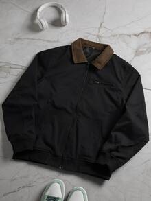 Norleigh Men's Jacket, Men's Coat, Lapel Jacket, Polyester, Non-Stretch, Multi-Pocket, Casual Loose Versatile Zip-Up Jacket, New Vintage Cargo Jacket For Men - Black - View 11