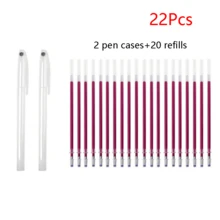 11/22/44Pcs 20pcs Mixed Color High Temperature Disappearing Fabric Marker Refills With 4pcs Pen Case, Heat Erasable Pens, Fabric Marker Pens, For Tailoring Sewing And Quilting Clothing (Red Refill Color Random), Back To School - Multicolor - View 22