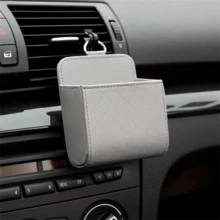 1pc Air Conditioner Vent Storage Bag, Car Organizer Box, Automotive Accessories, Leather Multi-Function Organizer Box With Phone Holder For Car Vent - A - View 6