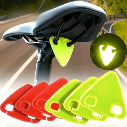 5/10pcs Warning Pendant With Reflective Film - Triangular Sticker, Suitable For Night Riding, Road Bikes/Mountain Bikes/City Bikes, Easy To Tear And Stick Adhesive For The Rear Frame And Frame