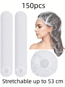 50pcs/100pcs Extra Long Disposable Transparent Plastic Shower Cap - Suitable For Women With Thick Long Hair, Braids And Weaves, High Elasticity Quality Hair Cover, For Travel, Spa, Salon, Home Use, Safely Covers Hair, Stretchable Shower Cap - White - View 17