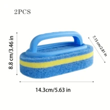 1/2个耐用清洁海绵刷，浴室浴缸瓷砖清洁刷，带手柄，强力去污，厨房清洁海绵擦拭，洗碗海绵，锅刷，清洁用品 - A - 查看 11