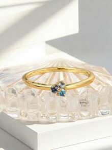 Charm-In 18K Gold Plated Multi-Color Cubic Zirconia Cluster Ring, Dainty Stackable Statement Jewelry For Women - Gold - View 3