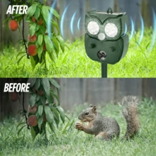 OBOVAY Solar & USB Dual-Charge Ultrasonic Animal Repeller, Motion Activated, Wide Range – Flashing Light + Ultrasound Deters Rats, Skunks, Foxes, Rabbits, Owls, Raccoons – , For Garden & Yard - Multicolor - View 6