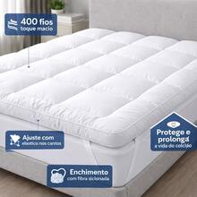 King Size 400 Thread Count Quilted Pillow Top – Protection And Greater Durability - 白色 - 查看 1