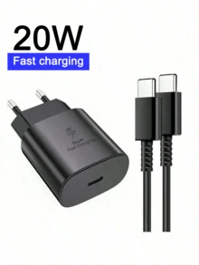 Chargeur Type-C + Câble de données 1M | Parfaitement compatible avec les appareils Apple, les ordinateurs portables et les écouteurs, votre solution d'alimentation portable - Prise de type UE C (220-240 V) - Voir 2