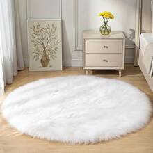 1pc White Round Carpet, Cute & Cozy Style, Decorative Rug, Bedroom Decor, Small Rug, Carpet, Home Decor, Living Room Carpet, Small Living Room Rug, Bedroom Rug, Living Room Home Decor, Outdoor Rug, Washable Carpet - Multicolor - View 3