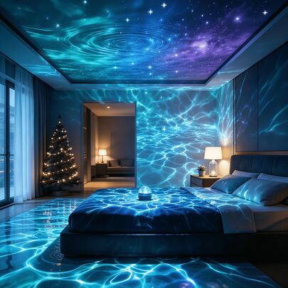 Đèn ngủ LED chiếu hình gợn sóng nước, cực quang, bầu trời sao lấp lánh, quà tặng ngày Valentine, đèn lãng mạn dùng nguồn USB cho phòng ngủ, đám cưới, kỷ niệm.
