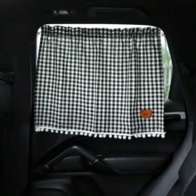 1 Set Karomuster Seitenfenster Sonnenschutz. Atmungsaktives Gewebe blockiert UV und Hitze, erhöht Privatsphäre. Einfache Hakenmontage, passt für die meisten Fahrzeuge, praktische Sommer Auto Dekoration. - Mehrfarbig - Übersicht 5
