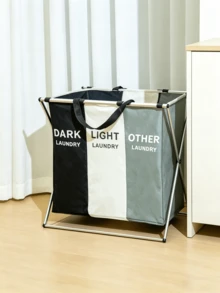 Cesta de ropa sucia con múltiples compartimentos, cesto de ropa sucia portátil, cesta de ropa sucia grande, cesta de lavandería portátil, caja de almacenamiento de tela grande de 3 / 2 / 1 ranura para el hogar - Multicolor - Ver 6