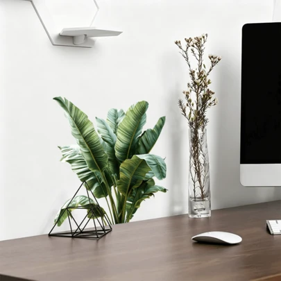 1/3 miếng dán tường hình cây nhiệt đới sống động, có thể tháo rời và tự dính, thích hợp cho chân tường, phòng khách và cầu thang, hoàn hảo cho trang trí nhà theo phong cách Bohemian.