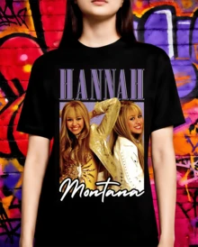 HannahMontana 2026 World Tour Retro T-Shirt, Pop Star 2000s Cult Series Fan Merchandise - Black - View 7