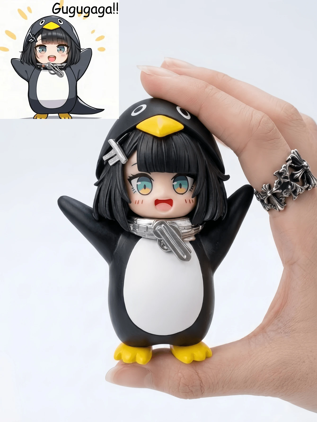 "Gugugaga" Cute Penguin Meme Funny Figurine, Humorous Desktop Decor Ornament, Cartoon Game Lover Gift