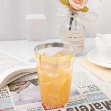 20个6.7盎司镀金航空杯，可重复使用，可作葡萄酒杯、冰淇淋杯、香槟杯，适用于婚礼、派对、节日及各种活动 - 金色 - 查看 3