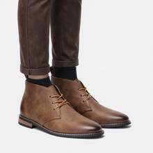 Men's Desert Boots, Classic Retro Derby Boots, Wear-Resistant Anti-Slip Casual Ankle Boots - Brown - View 3
