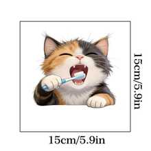 卡通美人鱼猫开关贴纸，可爱洗澡猫和洗衣猫，适用于客厅、卧室、浴室、梳妆台开关 - 彩色 - 查看 13