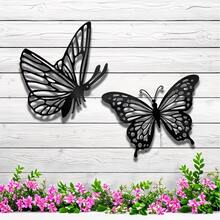 2D Flat, 1pc Beautiful Black Acrylic Butterfly Wall Decor, Outdoor Wall Decoration - Perfect For Living Room, Study Room Decor Or Outdoor Space, Butterfly Silhouette Garden Yard Decorative Craft - Multicolor - View 3