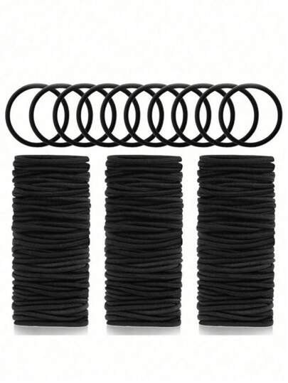 200/100/50/20pcs Black Thick Curly Hair Ties, Suitable For Daily Hairstyles, Hairstyling, Makeup, Bridal Styling, Outdoor Hairstyles, Bathing, Can Also Be Used As Elastic Hair Ties, Hair Ties, Hair Scrunchies,Festival,Party
